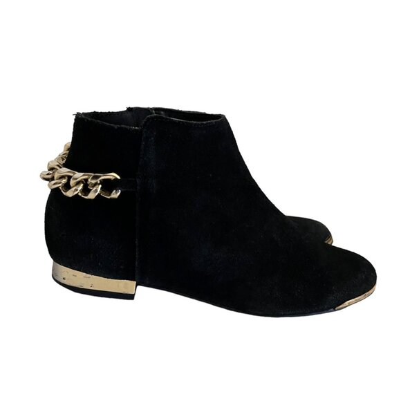 TopShop Black Suede Rocker Glam Gold Mod Luxe Gold Chain Detail 8 - Picture 4 of 9